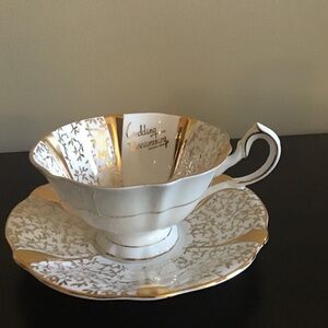Vintage Gold Lace by Queen Anne - Wedding Anniversary Tea Cup & Saucer